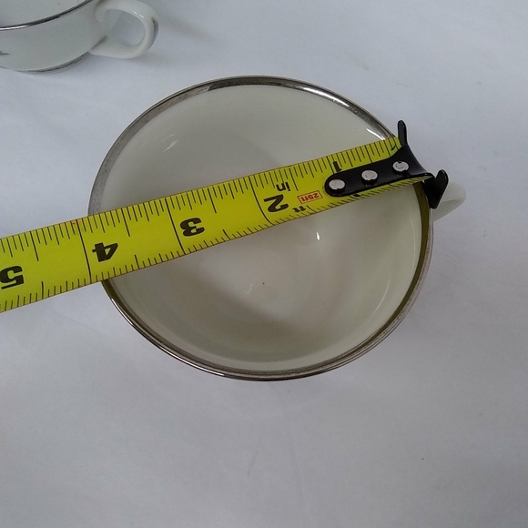 Royal Jackson Fine china 3 Cups 1 Sugar Dish 5pc Pink Rose w/ Silver Trim Patt.. - Picture 8 of 11